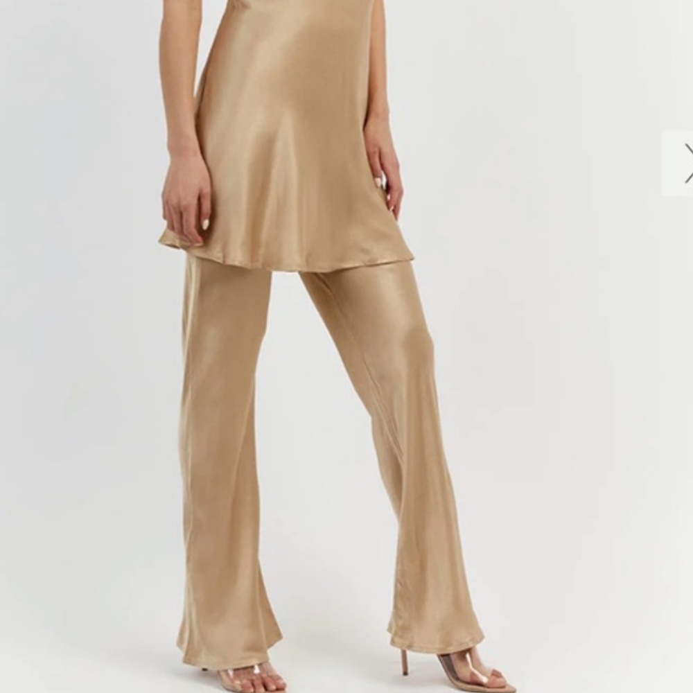 DISSH Simone bias cut silk pants in gold size US 4